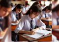 girl student solving paper
