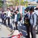 students outside a school