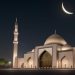 moon behind mosque